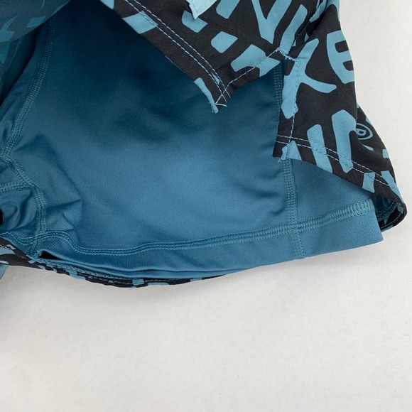 Nike Womens Dri-FIT Mid-Rise 2-in-1 Spellout Running Shorts Blue/Black Logo M - Picture 9 of 10